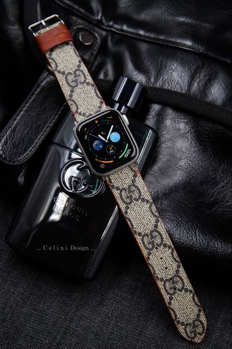 Introducing our authentic Gucci Apple Watch Band, meticulously crafted from genuine Gucci bags. Elevate your style with this premium accessory, designed to seamlessly integrate with your Apple Watch. Each band is carefully cut to ensure a perfect fit and features the iconic Gucci logo, adding a touch of luxury to your everyday look. Experience the ultimate combination of fashion and technology with our exclusive Gucci Apple Watch Band. Gucci Watch Band, Gucci Apple Watch Band, Louis Vuitton Watches, Apple Watch Bands Women, Leather Accessories Handmade, Samsung Watch, Band Accessories, Gucci Brand, Gucci Watch