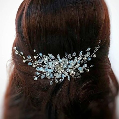 Wedding hair piece Blue opal floral hair comb Bridal hair vine Something blue Blue hair accessories Bridal Hair Vine Pearl, Silver Hair Vine, Opal Hair, Blue Hair Accessories, Floral Hair Comb, Pearl Bridal Headband, Wedding Hair Piece, Hair Comb Bridal, Vine Wedding