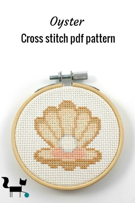 Cross Stitch Sea Pattern, Sea Shell Cross Stitch, Seashell Cross Stitch, Unique Cross Stitch Patterns Free, Sea Cross Stitch Patterns, Shell Cross Stitch, Nautical Cross Stitch, Ocean Cross Stitch, Oyster Cross