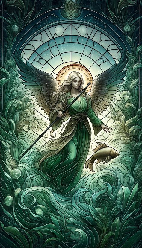 #raphael #ange #angel #ia Arc Angel Raphael, Angel Raphael, Raphael Angel, Catholic Artwork, Archangel Raphael, Stained Glass Angel, The Witcher, Stained Glass, Fantasy Art