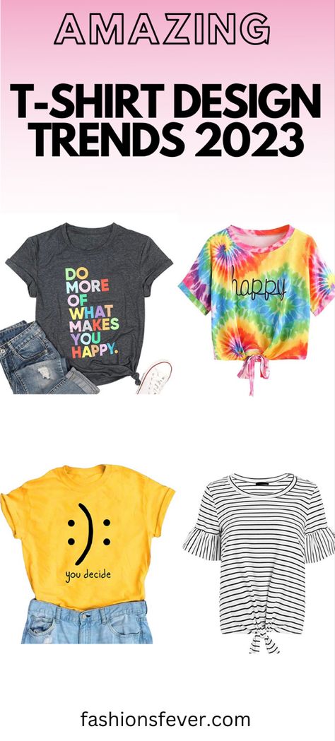 20 T-shirt Design Trends 2023 To Slay Fashion Outfits In Style. This list covers inspiration t-shirts, graphic t-shirts, striped t-shirts to custom illustrated t-shirts. Check out these amazing t-shirt design ideas that are trendy, stylish and easily available on Amazon. #tshirtdesign #tshirtsforwomen #teeshirt #trendysummeroutfits #amazonfashion #amazontrends T Shirt Design 2023 Trend, Trending Shirts For Women 2023, Stylish Tshirts For Women Outfit, Tshirt Trends 2023 Women, Latest Tshirt Print Design, Tshirt 2023 Trends, T Shirt Design Trends 2023, Trending T Shirts 2023, Best Tshirts On Amazon