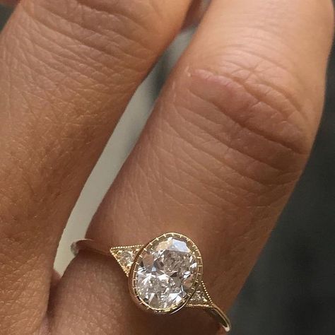 837 likes, 15 comments - jenniekwondesigns on October 23, 2019: "A custom Oval Diamond Deco Ring. Clean, timeless with a touch of nostalgia. #jkdcustom"