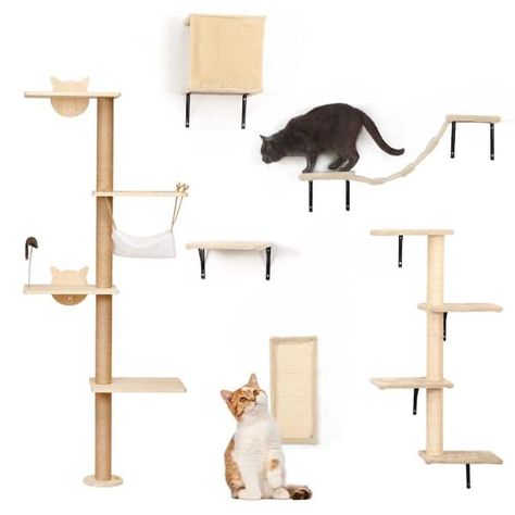 Trees & Scratch Posts - Cat Trees & Scratch Posts - Cat Furniture - The Home Depot Cat Playroom, Cat Climbing Tower, Cat Climber, Cat Tree Scratching Post, Cat Climbing Tree, Cat Tree House, Cat Wall Shelves, Tree Shelf, Cat Wall Furniture