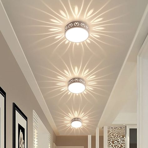 This modern, surface mounted round LED ceiling light offers an energy efficient and cost effective way to illuminate any indoor room. The sleek design features a durable construction and it comes with a long-lasting, bright LED bulb. Perfect for those looking to update their lighting in style. Collection: Chandeliers Materials: CRYSTAL Base Type:  Wedge Color: White  Power Source:  AC Switch Type: Knob switch Wattage: 5W Vol... Ceiling Hallway Lights, Whimsical Light Fixtures, Fun Light Fixtures, Foyer Ceiling Ideas, Cathedral Ceiling Lighting, Hallway Chandelier, Round Led Ceiling Light, Hallway Light Fixtures, Hallway Light