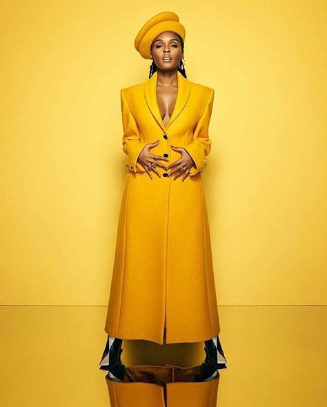 Janelle Monae #fashion #blackgirlmagic #blackgirlsrock Monochromatic Photoshoot, Androgynous Look, Janelle Monáe, Baggy Clothes, Women Issues, Yellow Outfit, Photoshoot Themes, Harper's Bazaar, Mellow Yellow