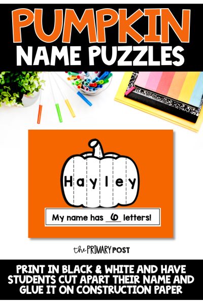 Editable Pumpkin Name Puzzles Pumpkin Name Activity, Pumpkin Science, Prek Activities, Data Wall, Name Activities, Pre K Activities, Letter Matching, Sight Word Games, Name Puzzle