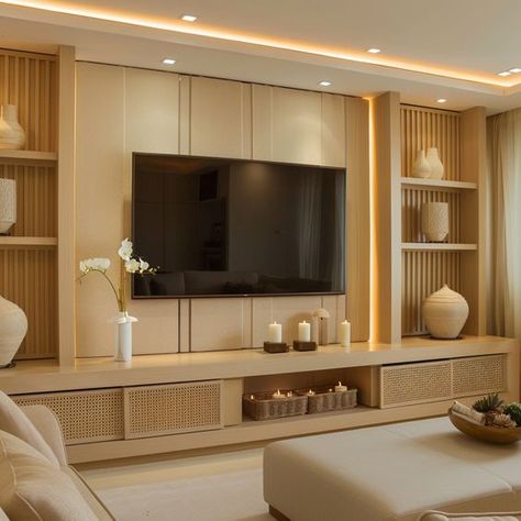 Wide Tv Unit, Tv Unit Aesthetic, High Ceiling Tv Wall, Aesthetic Tv Unit, Classic Tv Wall Design, Tv Wall Unit Designs, Wall Unit Designs, Modern Tv Wall Units, Tv Unit Decor