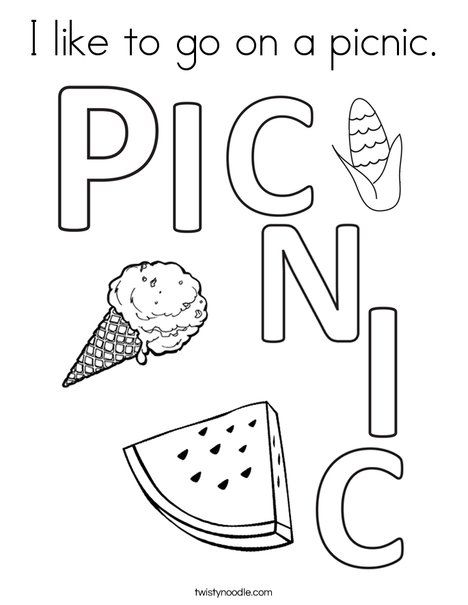 I like to go on a picnic Coloring Page - Twisty Noodle Picnic Toddler Crafts, Picnic Lesson Plans For Toddlers, Picnic Art Preschool, Picnic Lesson Plans Preschool, Picnic Crafts For Kids, Picnic Crafts For Toddlers, Picnic Activities For Toddlers, Picnic Crafts Preschool, Picnic Activities For Kids