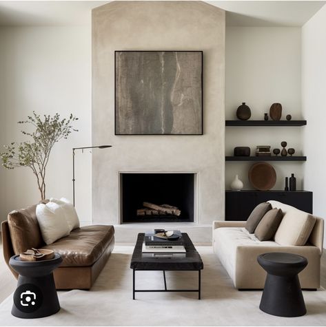 Plaster Fireplace Surround, Fireplace Surround Ideas, Awkward Living Room Layout, Plaster Fireplace, Built In Around Fireplace, Tv Over Fireplace, Long Living Room, Narrow Living Room, Fireplace Surround