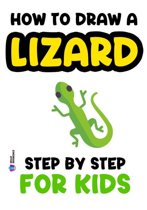 How to Draw a Lizard | Easy Drawing Guide for Kids Lizard Drawing, Easy Animal Drawings, Easy Animals, Drawing Tutorials For Kids, Drawing Guide, Guided Drawing, Easy Drawing, Learn How To Draw, Basic Shapes