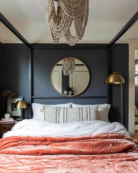 Tour a 100-Year-Old Oakland Craftsman With Architectural Details | Apartment Therapy California Craftsman Interiors, Mirror Behind Bed, Craftsman Interior Design, Best Color Combinations, California Craftsman, Craftsman Interior, Interior Design Advice, Good Color Combinations, Cottage Bedroom