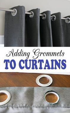 How to Add Grommets to Curtain Panels - Super easy, complete tutorial that you can do in an afternoon. Diy Eyelet Curtains, No Sew Curtains, Funky Home Decor, How To Make Curtains, Rod Pocket Curtains, Diy Curtains, How To Make Diy, Grommet Curtains, Diy Hacks