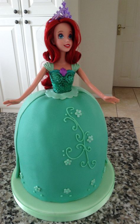 Disney Princess - Ariel Doll Cake. Ariel Doll Cake, Birthday Cake Doll, Unicorn Birthday Party Cake, Barbie Dress Cake, Cake Mermaid, Summer Birthday Cake, Ariel Cake, Best Birthday Cake, Ariel Party