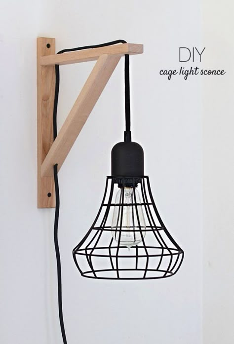 IKEA Hacks and DIY Hack Ideas for Furniture Projects  and Home Decor from IKEA -  DIY IKEA Hack Cage Light Sconce - Creative IKEA Hack Tutorials for DIY Platform Bed, Desk, Vanity, Dresser, Coffee Table, Storage and Kitchen Decor http://diyjoy.com/diy-ikea-hacks Platform Bed Diy, Ikea Ekby, Luminaria Diy, Koti Diy, Diy Platform Bed, Diy Lampe, Diy Wand, Cage Light, Decor Ikea