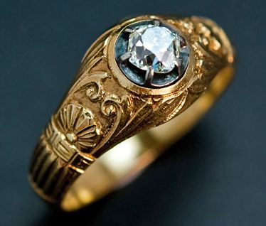 Vintage Rings | Gold, Diamond Men's Ring | Antique Ring - Antique Jewelry | Vintage Rings | Faberge Eggs Vintage Rings Gold, Mens Ring Designs, Inexpensive Jewelry, Vintage Gold Rings, Plain Rings, Mens Rings, Mens Gold Rings, Gold Ring Designs, Antique Ring