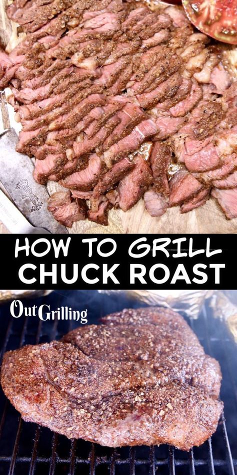 This How to Grill Chuck Roast recipe is a game changer for pot roast! Beef chuck roast is seasoned with a simple dry rub and grilled with hardwood smoke for a delicious family meal. Chuck Roast Grilled, Grilled Chuck Roast, Beef Shoulder Roast, Chuck Roast Recipe, Best Roast Beef, Roast Steak, Chuck Roast Recipes, Grilled Roast, Cooking A Roast