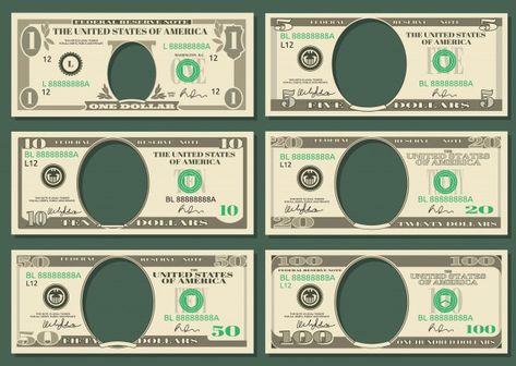 Dollar currency notes vector money | Premium Vector #Freepik #vector #background #banner #business #abstract Dollar Currency Notes, Play Money Template, Dollar Currency, Origami Templates, Money Template, Dollar Note, Federal Reserve Note, American Dollar, Money Icons