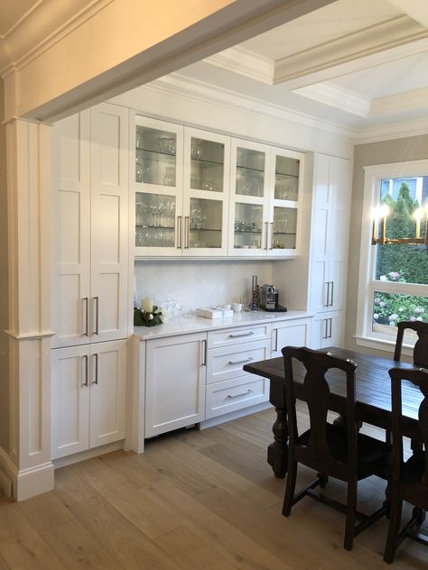 Eat In Kitchen Cabinets, Dresser Cabinet Kitchen, Serving Cabinet Dining Room, Dining Area Cabinet Design, Dining Area Cabinets Storage, 12 Inch Base Cabinet Ideas, Add On Pantry, Dining Room With Butlers Pantry, Dining Room Storage Built In