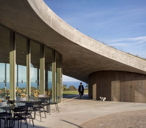 Skamlingsbanken Visitor Center by CEBRA | Trade fair & exhibition buildings Visitor Center Architecture, Denmark History, Danish Architecture, Exhibition Building, Architecture Awards, Exposed Concrete, Terrazzo Flooring, Aarhus, Visitor Center