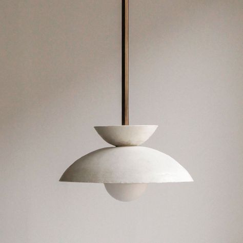 The Augustus Pendant is part of the Terra series and was made in collaboration with ceramicist Danny Kaplan. It features hand-thrown curves and a sleek sculptural silhouette. It is suspended from a Brass rod with a self-leveling canopy. Due to the handmade nature of this item, no two are identical.<br><br><b>Note: </b> Please specify overall drop length when ordering. Stem is not field adjustable. Stems longer than 36 inches available for an additional fee. Brass Rod, Entryway Lighting, Kitchen Pendants, Lighting Inspiration, Modern Pendant, Light Fittings, Cool Lighting, Home Lighting, Lighting Design