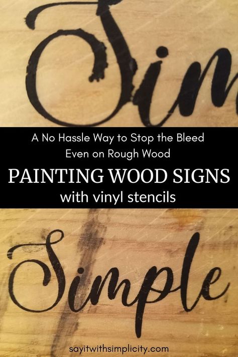 Do you struggle with getting crisp lines when stenciling wood signs? Have you tried all the supposed tried and true methods? How about a fresh take on painting wood signs with vinyl stencils! Lettering On Wood Signs Diy, Stenciled Signs On Wood, Using Stencils On Wood, Stencil On Wood Wooden Signs, Best Paint For Wood Signs, Stain Stencil On Wood, How To Paint With Stencils On Wood, Stencil Painting On Wood, Vinyl Stencils For Wood Signs