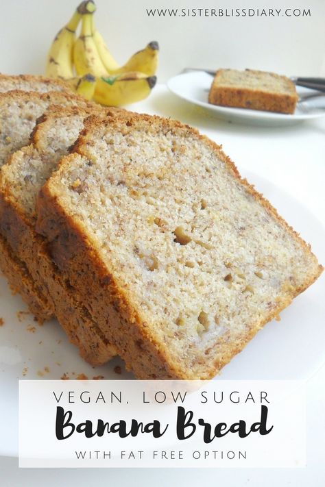 Slim On Starch, Low Sugar Banana Bread, Vegan Banana Bread Easy, Low Fat Cake, Alkaline Vegan Recipes, Banana Bread Vegan, Fat Free Vegan, Kosher Food, Vegan Banana Bread