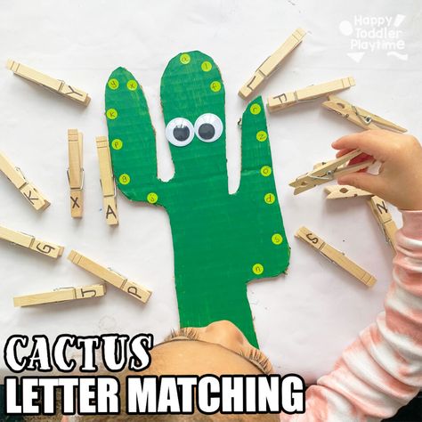 Cactus Letter Matching Matching Activity For Preschoolers, Letter Matching Activities, Activity For Preschoolers, Fine Motor Activity, Preschool Activities Toddler, Pre K Activities, Cowboy Theme, Letter Matching, Letter Activities