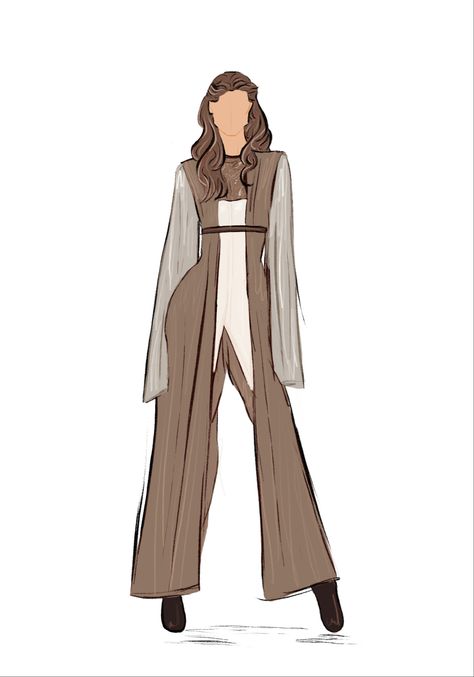 Star Wars Princess Outfit, Star Wars Shifting Script, Star Wars Outfits Women Oc, Starwars Outfit Women, Star Wars Outfits Character Design, Star Wars Shifting, Jedi Outfit Female, Jedi Outfit Concept Art, Female Jedi Outfit