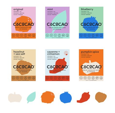 branding packaging chocolate organic color story palette typeface portland oregon local company design agency creative studio Bright Bold Branding, Bold Packaging Design, Fun Branding Design, Fun Packaging Design, Colorful Packaging Design, Spices Illustration, Ingredients Design, Bright Packaging, Bold Packaging