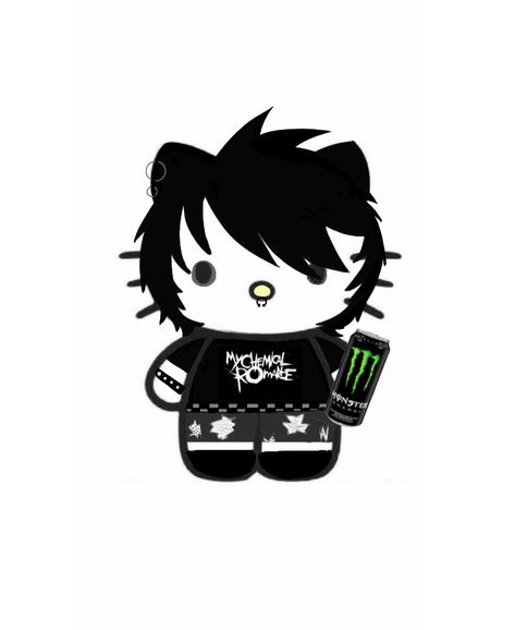 Emo Hello Kitty Pfp, Emo Hello Kitty, Kitty Drawing, Hello Kitty Drawing, Hello Kitty, Kitty, Drawings, Anime, Color