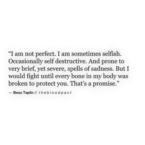 I am not perfect. I am sometimes selfish. Occasionally self-destructive. And prone to very brief, yet severe spells of sadness. But I would fight until every bone in my body was broken to protect you. I Will Protect You Quotes, I Will Protect My Children Quotes, Destruction Quotes, Beau Taplin Quotes, I Will Protect You, Be Patient With Me, Be Patient, Life Advice, Not Perfect