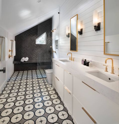 Third Story Home Addition in Georgetown, Washington DC - Transitional - Bathroom - DC Metro - by Four Brothers Design + Build | Houzz Dormer Bathroom, Transitional Bathroom Design, Black Tile Bathrooms, Walk In Shower Ideas, Georgetown Washington Dc, Shower Ideas With Bench, Four Brothers, White Bathroom Designs, Contemporary Bathroom Designs