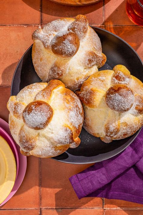 Pan de Muerto Skull Muffin Pan Recipes, Skull Pan Cake Recipes, Halloween Skull Pan Recipes, Skull Cake Pan Recipe, Day Of The Dead Bread Recipe, King Cake, Nutrition Labels, Lime Zest, Simply Recipes