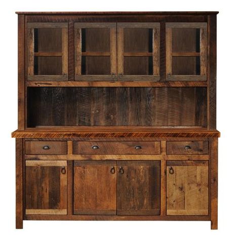 Barnwood 75" Buffet & Hutch - Antique Oak Top and Artisan Top – Rustic Deco Incorporated Hutch Furniture, Lodge Furniture, Rustic Buffet, Dining Hutch, Buffet Hutch, Kitchen Hutch, Cabin Furniture, Reclaimed Furniture, China Display