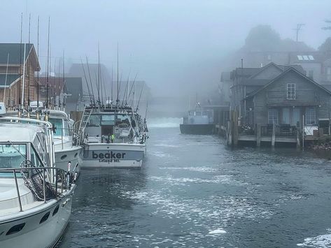 Foggy Lighthouse Aesthetic, Seaside City Aesthetic, Foggy Coastal Town, Small Island Aesthetic, Sea Shanty Aesthetic, Great Lakes Aesthetic, Harbor Aesthetic, Foggy Coast, Foggy Town