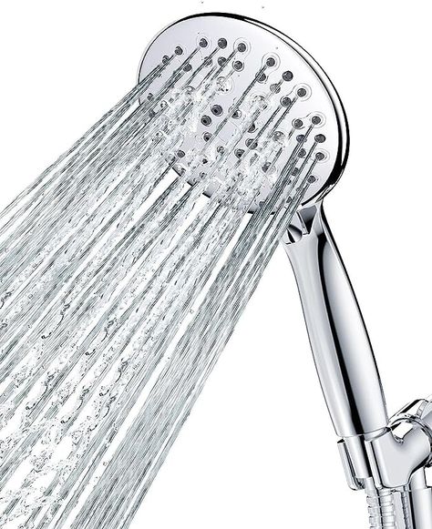 JDO Shower Head with Handheld, 6 Spray Settings High Pressure Hand Held Shower Head, 4.3" High Flow Rain Showerhead Set with Extra Long 59" Stainless Steel Hose and Adjustable Bracket (Chrome) - Amazon.com Fancy Shower Heads, Rain Fall Shower Head, Stainless Steel Shower Head, Lowes Shower Head, Silver Shower Head, Shower Head, Handheld Shower Head, Rain Shower Head, Extra Long