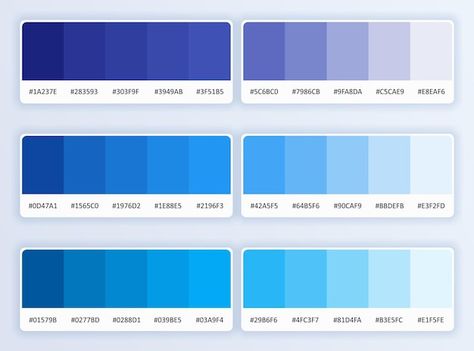 Set of trendy blue pantone color palette... | Premium Vector #Freepik #vector Blue Color Palette Combination, Pallete Color Blue, Blue Pallet Color, Pantone Color Palette, Rgb Blue, Blue Pallets, Logo Design Color Palette, Blue Pantone, Colour Codes