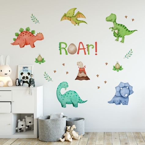 PRICES MAY VARY. Premium Wall Decals: Our neutral wall decals are designed with various colorful and vivid patterns, perfectly DIY a magic space for baby infant toddler girls and boys. Our nursery wall arts are made of high quality semi-gloss vinyl materials, which are suitable for walls of living room, bedroom, playroom, nursery room, classroom, daycare, preschool, etc. Adorable Kids Room Decor: Our wall stickers with premium material are eco-friendly, non-toxic, waterproof and strong self-visc Dinosaur Wall Decals, Boy Girl Bedroom, Classroom Wall Decor, Dinosaur Wall Stickers, Playroom Art, Dinosaur Wall, Room Decals, Cartoon Wall, Dinosaur Decor