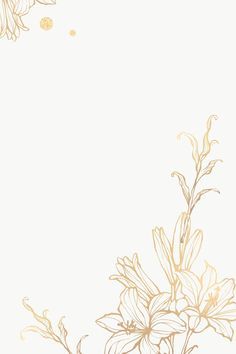 Gold floral outline on marble background | premium image by rawpixel.com / nunny Gold Floral Background, White And Gold Background, Flower Frame Png, Gold Wallpaper Background, Floral Logo Design, Background Gold, Background Floral, Flower Outline, Floral Border Design