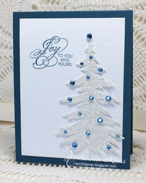 Blue And White Cards, Blue Christmas Cards Handmade, Dragonfly Stencil, Blue Christmas Cards, Denim Paper, Stamped Christmas Cards, Turn The Page, Homemade Christmas Cards, Contact List