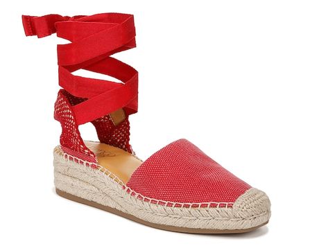 Franco Sarto Britney Wedge Sandal Womans Dress, Red Espadrilles, Espadrilles Shoes, Wedge Espadrilles, Oxford Heels, Casual Running Shoes, Tie Wrap, Ankle Wrap, Flip Flop Slippers