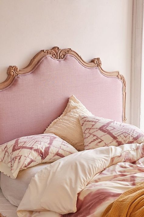 Margaux Headboard - Pretty linen headboard that adds a soft touch to any sleeping space. Hang on the wall or attach to a standard metal bed frame - Created exclusively for Urban Outfitters. [ad] Room 2015, Duvet Covers Urban Outfitters, Pink Headboard, Jacqueline Maldonado, Farmhouse Side Table, Diy Headboards, Diy Headboard, Apartment Furniture, Metal Bed Frame