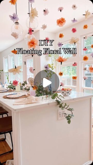 ember.pearl_co on April 22, 2024: "A whimsical floating floral wall that would make for a beautiful backdrop at any party! 🌸🌼🪻🌺 Last year, I shared how I created these paper...". Paint And Sip, April 22, Beautiful Backdrops, Floral Wall, Floating, Paint, Floral, Wall