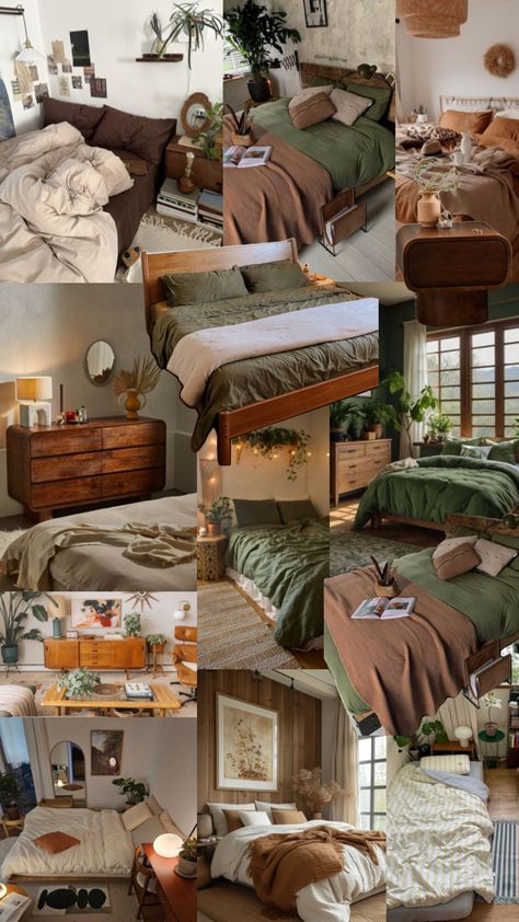 Brown / Green Nature Vibe Brown Dorm Room, Green Dorm Room, College Dorm Checklist, Dorm Checklist, Dorm Room Styles, Uni Room, Dorm Inspo, Brown And Green, Room Styles