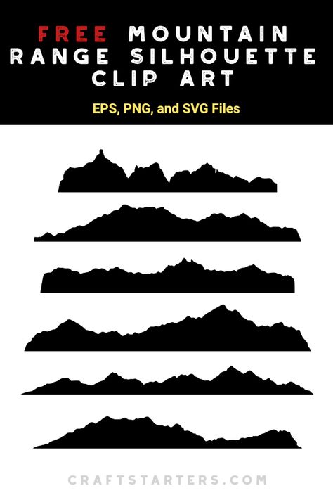 Mountain Shilloute, Mountain Templates Free Printable, Mountain Range Silhouette, Mountain Sillhoute, Mountain Silhouette Painting, Mountain Svg Free, Mountain Templates, Mountain Stencil, Mountains Svg