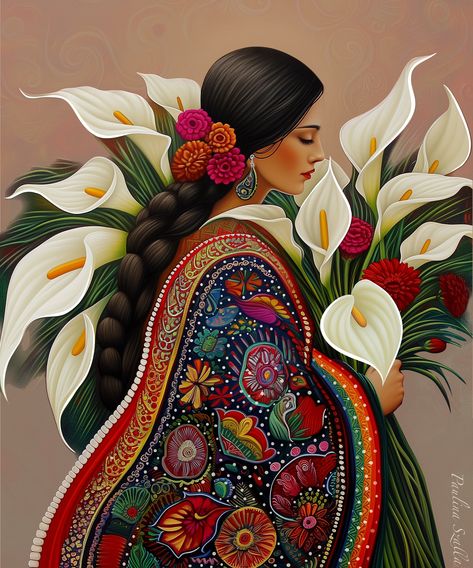 Culture Appreciation Art, Mexican Art Decor Interior Design, Mexican Marigold Aesthetic, Vintage Mexican Art Folk, El Salvador Culture Art, Boho Painting Bedroom, Canvas Painting Ideas For Home Decor, Mexican Modern Art, Mexican Art Work