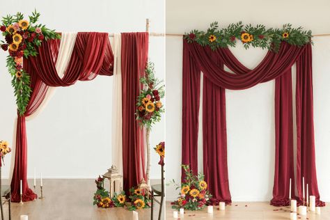 11 Beautiful Sunflower Wedding Ideas for Your Special Moments – Ling's Moment Maroon Fall Wedding, Sunflower Wedding Arch, Sunflowers And Red Roses, Sunflower Wedding Ideas, Sunflower Bridesmaid Bouquet, Rustic Wooden Wedding Signs, Sunflower Boutonniere, Sunflower Table Runner, Sunflower Wedding Decorations