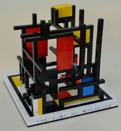 L13 The Cube of Mondrian 1921 Mondrian Architecture, Mondrian Art, Lego Sculptures, Concept Models Architecture, 타이포그래피 포스터 디자인, Architecture Design Drawing, Piet Mondrian, Lego Art, Abstract Painters