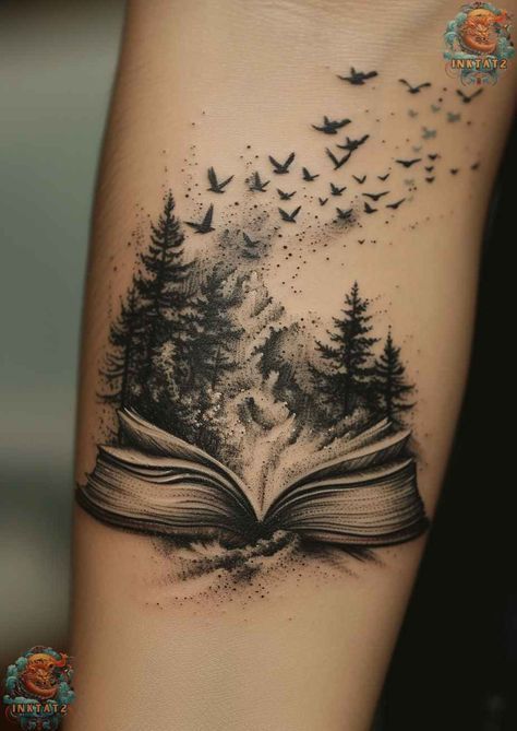 Literature Tattoos, Bookworm Tattoo, Book Inspired Tattoos, Reading Tattoo, Book Lover Tattoo, Bookish Tattoos, Literary Tattoos, Muster Tattoos, Cool Chest Tattoos