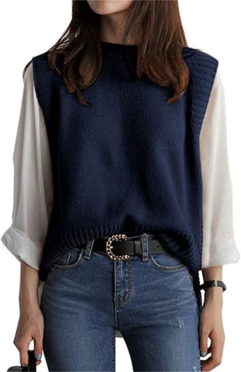 Womens Sweater Vest, Sleeveless Sweaters, Summer Tunics, Knit Sweater Vest, Shorts Fashion, Sweater Vest Women, Womens Sweater, Sleeveless Pullover, Sleeveless Tunic